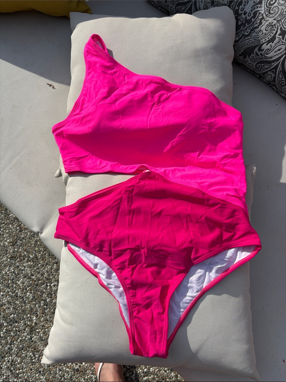 Hot Pink One-Shoulder Bikini Set
